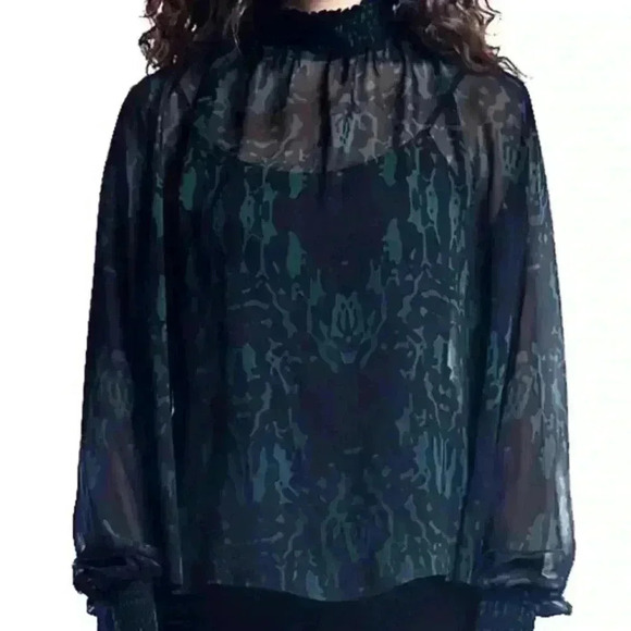 Asher Tops - Asher sheer green and blue top